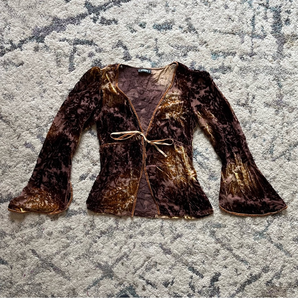 Vintage Velvet & Mesh Whimsygoth Flare Cardigan Sinequanone
